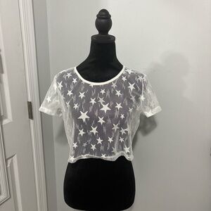 White Star Mesh Crop Top
